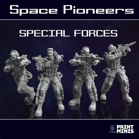 3D Printable Space Soldiers - Special Forces Military x 4 - Space ...