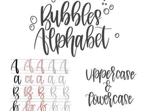 Hand Lettering Practice Sheets Modern Calligraphy Guide the Pigeon Letters Bubbles Alphabet ...