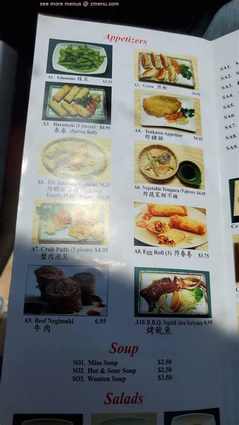 Menu at Hayashi Chinese Japanese Restaurant, Cameron