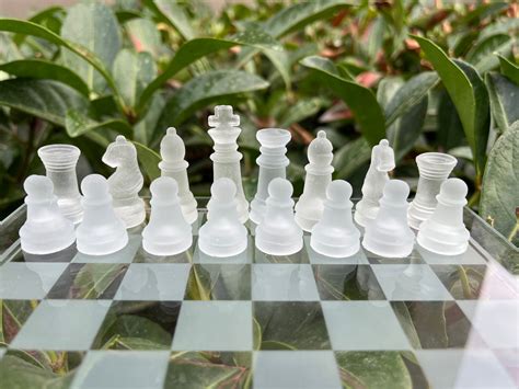 Glass Chess Set W Handmade Glass Chess Pieces Personalized - Etsy