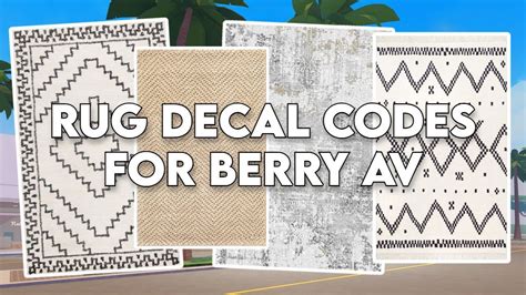 REALISTIC RUG DECAL CODES For Berry Avenue & Bloxburg | Roblox Video ...