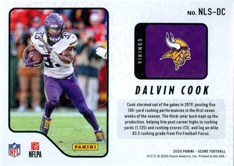 2020 Score - Next Level Stats #NLS-DC Dalvin Cook | Trading Card Database