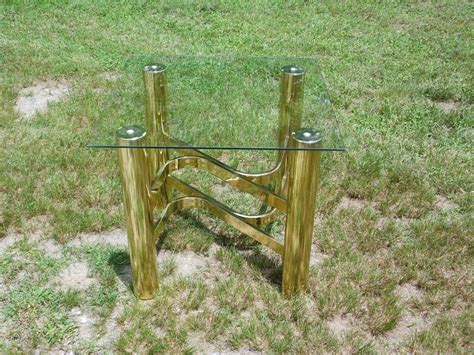 Vintage Mid Century Modern Brass & Glass End Table | eBay