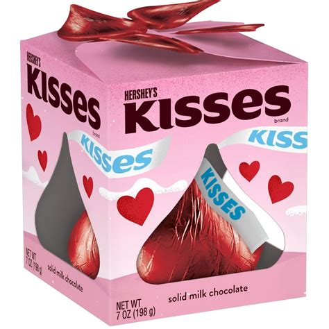 HERSHEY'S, KISSES, Solid Milk Chocolate Candy, Valentine's Day, 7 Oz., Box - Walmart.com ...