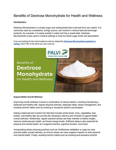 Benefits of Dextrose Monohydrate for Health and Wellness by Palvi Fze - Issuu