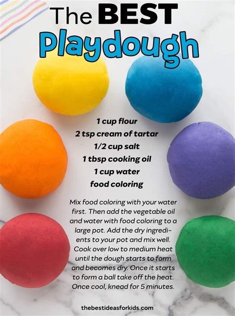 The BEST Playdough Recipe - KidsStuff - This easy playdough recipe takes 5 minutes to prep and 5 ...