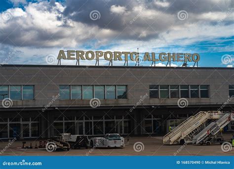 Alhgero, Sardinia, Italy - 24 September 2019: Buiding of Alghero-Fertilia Airport. Sardinia ...