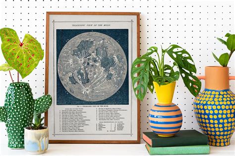 RETRO POSTER MOON Printable Wall Art Moon Map Lunar Phases - Etsy