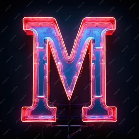 Premium Photo | Alphabet capital letter M text Futuristic neon glowing symbol logo on dark ...