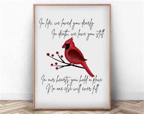 PRINTABLE Cardinal Memorial Quote Wall Art Gallery Wall - Etsy Canada