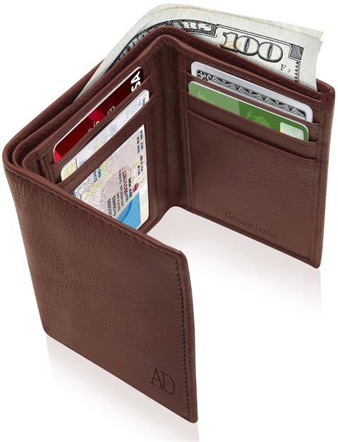 Trifold Wallets For Men RFID - Leather Slim Mens Wallet With ID Window Front Pocket Wallet Gifts ...