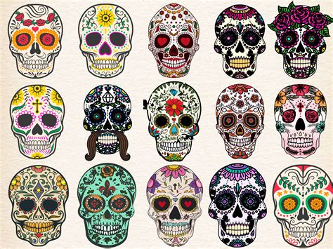 Sugar skulls Set Vector Illustration | Sugar skull tattoos, Skull tattoos, Skull