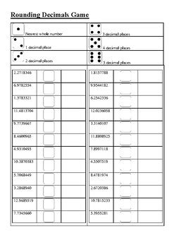 Rounding Decimals Game by Mathemagic123 | TPT