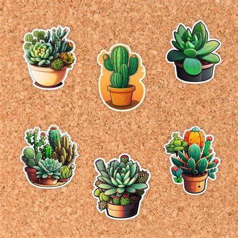 Set of 6 Succulent Stickers - Sticker Connect