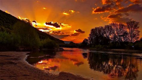 Sunset Mountain And Lake Free Download Wallpapers HD / Desktop and ...