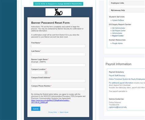 NOCCCD :: Banner Password Reset Form is Live!