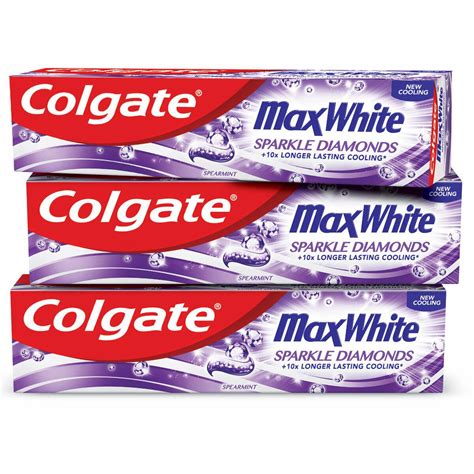 3 x COLGATE MAX WHITE SPARKLE DIAMONDS Cooling Daily Toothpaste 100ml ...