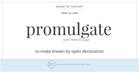 Word of the Day: Promulgate | Merriam-Webster