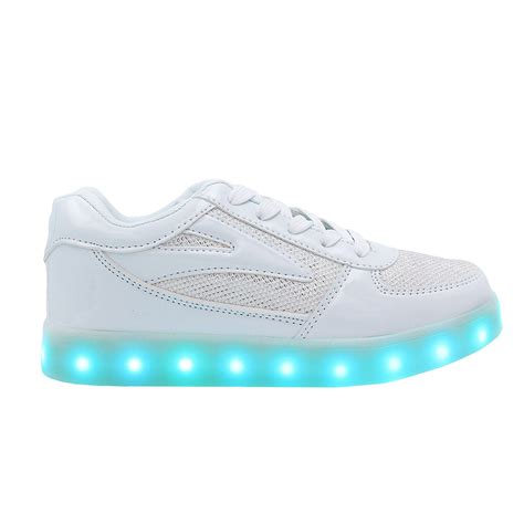 Family Smiles LED Light Up Sneakers Low Top Adult White Shoes US 6.5 / EU 37 - Walmart.com