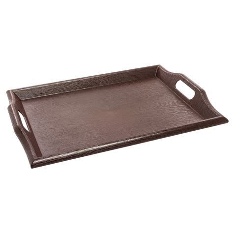 G.E.T. Mahogany SAN Plastic Serving Tray with Handles - 18"L x 14"W