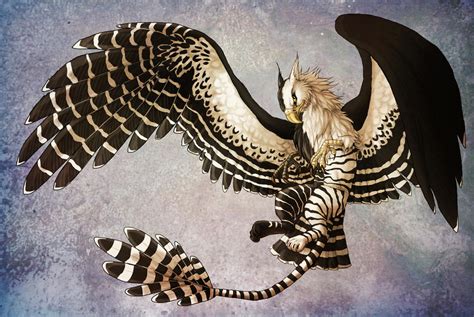 Black and white striped Gryphon by LadyFiszi on DeviantArt