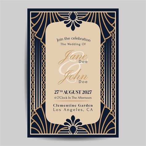 Art Deco Wedding Invitation Template 37281336 Vector Art at Vecteezy