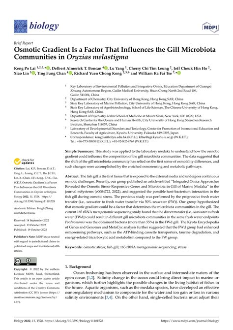 (PDF) Osmotic Gradient Is a Factor That Influences the Gill Microbiota Communities in Oryzias ...