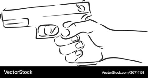 Gun pistol in hand sketch Royalty Free Vector Image