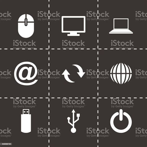 Vector Black Computer Icon Set Stock Illustration - Download Image Now ...