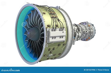 Turbofan Aircraft Engine 3D Rendering on White Background Stock Illustration - Illustration of ...