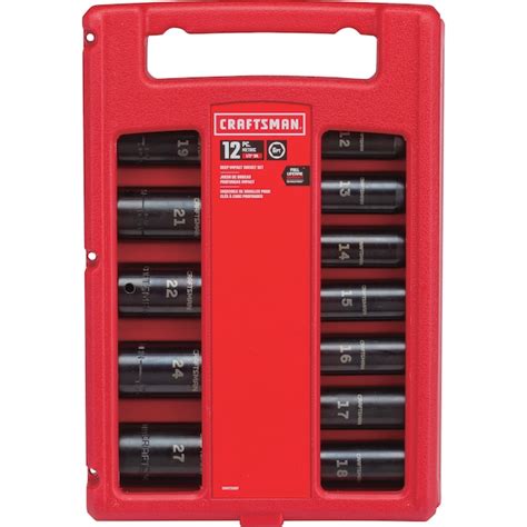 CRAFTSMAN 12-Piece Metric 1/2-in Drive Set 6-point Impact Socket Set ...