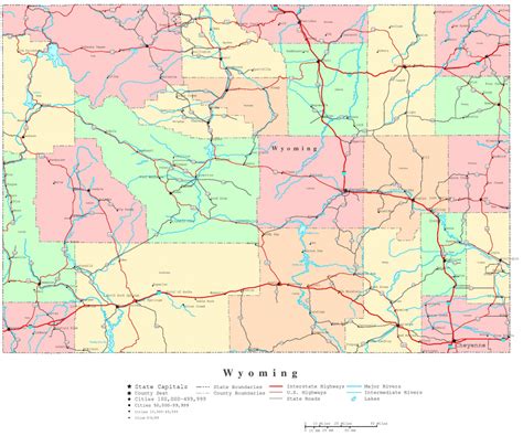 Large Detailed Tourist Map Of Wyoming With Cities And Towns in Wyoming ...