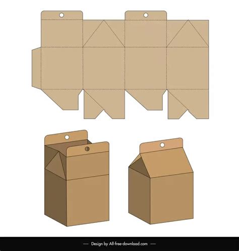 Box packaging die cut template 3d object outline Vectors graphic art designs in editable .ai ...