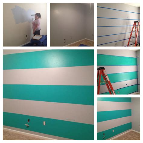 Painting my new room. Accent wall with stripes. Colors: Gravity & Tantalizing Teal. | New room ...