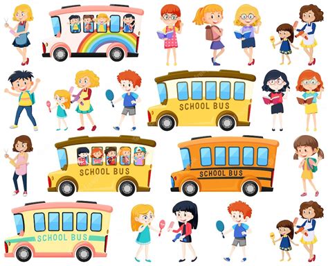 Premium Vector | Set of cute school kids cartoon characters