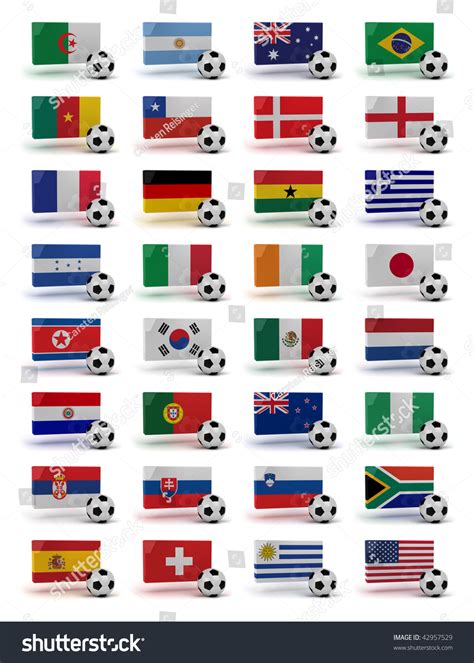 Soccer World Cup 2010 Participating Countries - Complete Set Of Flags And Soccer Balls Of All ...