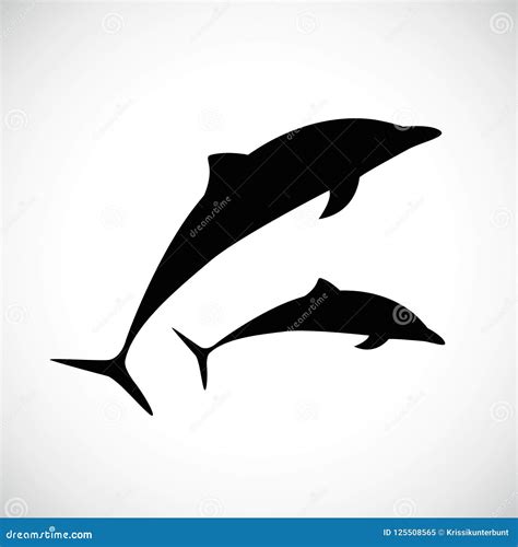 Two Dolphins Jumps Silhouette Stock Vector - Illustration of logotype, shape: 125508565