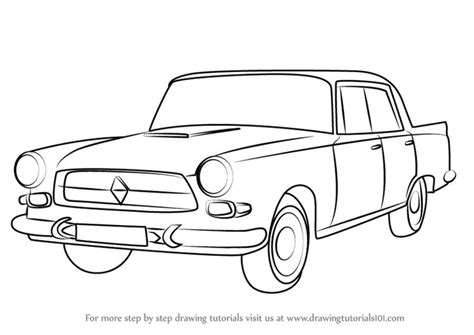 How to Draw Borgward P100 Car - DrawingTutorials101.com | Car drawings, Car drawing easy, Simple ...