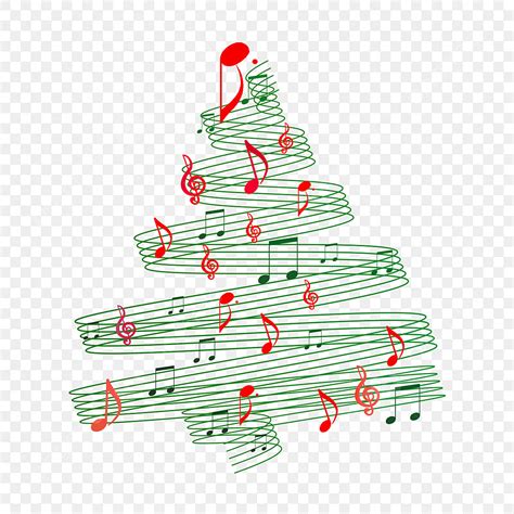 Christmas Music Notes PNG Image, Green Staff Red Musical Notes Christmas Music Christmas Tree ...