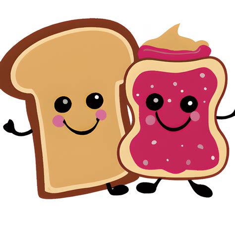 Cute Cartoon Peanut Butter and Jelly Sandwich Graphic · Creative Fabrica