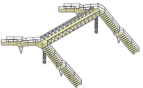 Footbridge design plan detail dwg file. - Cadbull