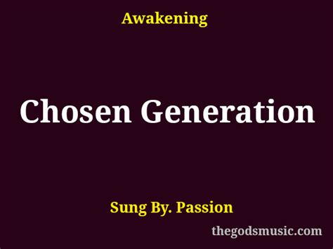 Chosen Generation Christian Song Lyrics