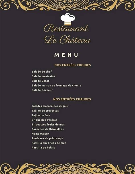 MENU Le Château Meknes 2024 | Les meilleurs Restaurants à Meknes - EAT.MA