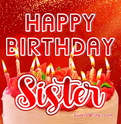 Birthday Cake With Chocolate Frosting GIF - Happy Birthday, Sister! | SuperbWishes