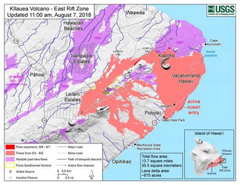 Hawaii volcano fissure map: Kilauea lava flow DIMINISHING - has volcano stopped erupting ...