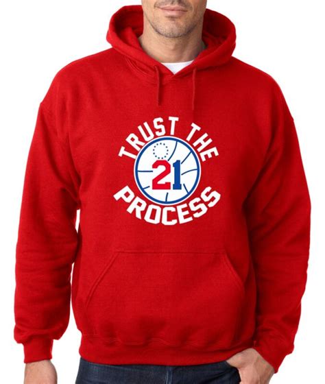 Red Joel Embiid Philadelphia 76Ers Trust Process Hooded Sweatshirt Hoodie – Cadadesigns