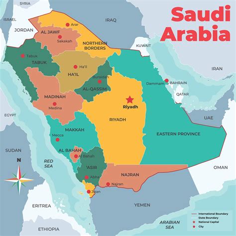 Detailed Saudi Arabia Map States and Union Teritories 21613544 Vector ...