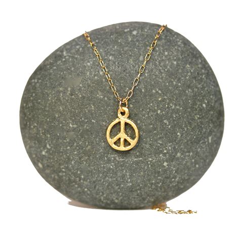 Peace sign necklace, dainty gold peace symbol jewelry, best friends ...