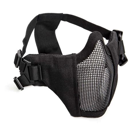 Half Face Mesh Mask With Cheek Pads ASG (Black) - DEFCON AIRSOFT