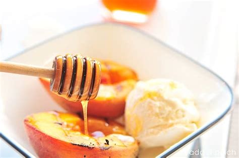 Easy Grilled Peaches and Honey Cream Recipe - IOWAY Bee Farm